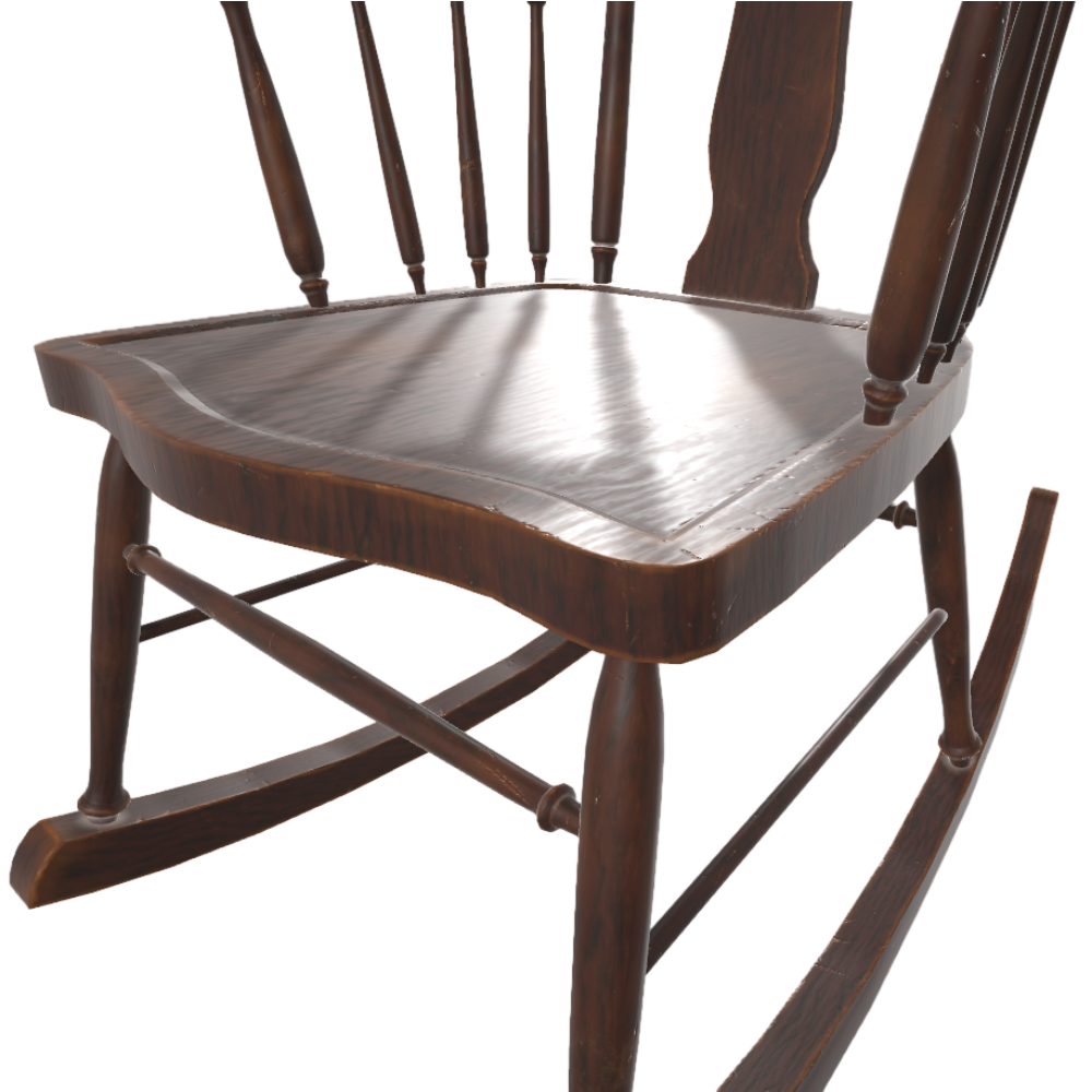 Solid Wood Rocking Chair Lazy Backrest Chair AR Model Leisure Recliner Balcony American Rocking Chair 3D Model
