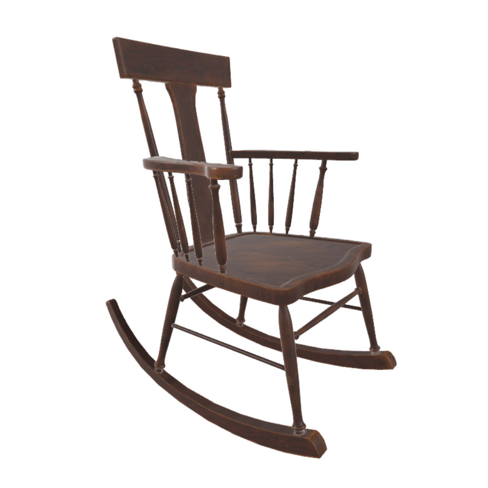 Solid Wood Rocking Chair Lazy Backrest Chair AR Model Leisure Recliner Balcony American Rocking Chair 3D Model