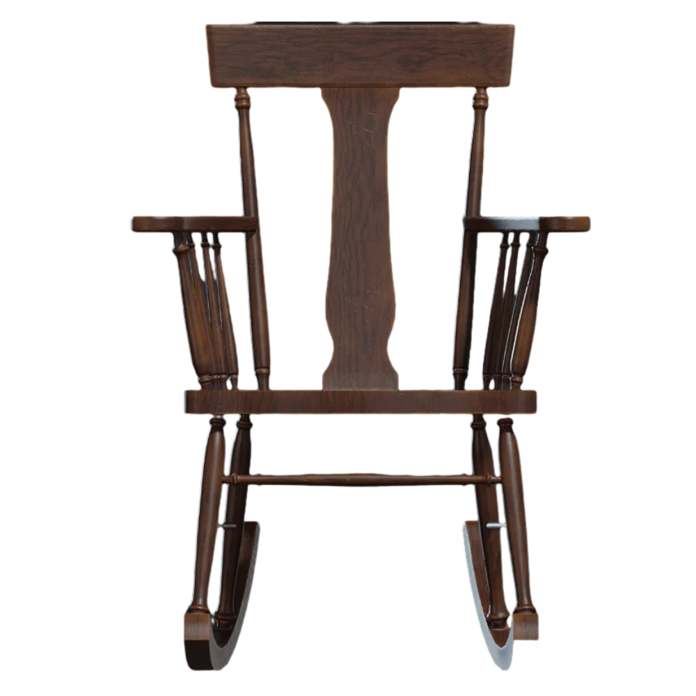 Solid Wood Rocking Chair Lazy Backrest Chair AR Model Leisure Recliner Balcony American Rocking Chair 3D Model