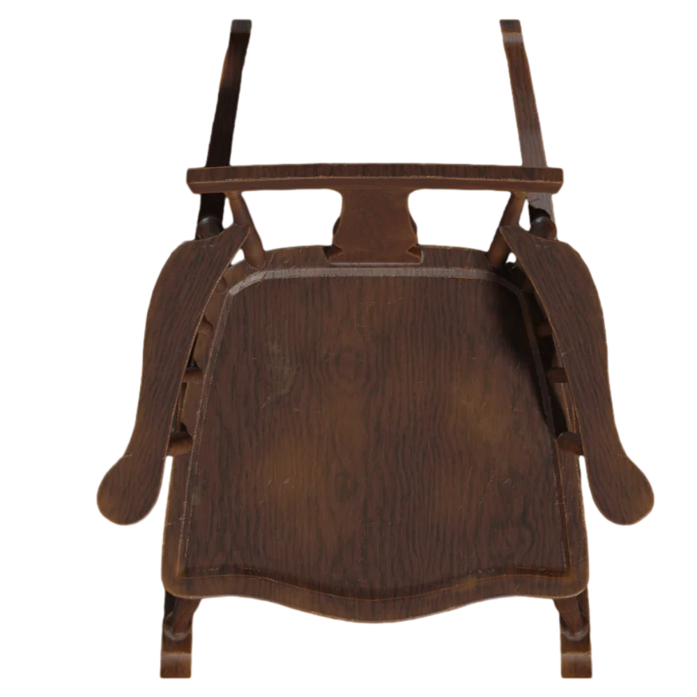 Solid Wood Rocking Chair Lazy Backrest Chair AR Model Leisure Recliner Balcony American Rocking Chair 3D Model
