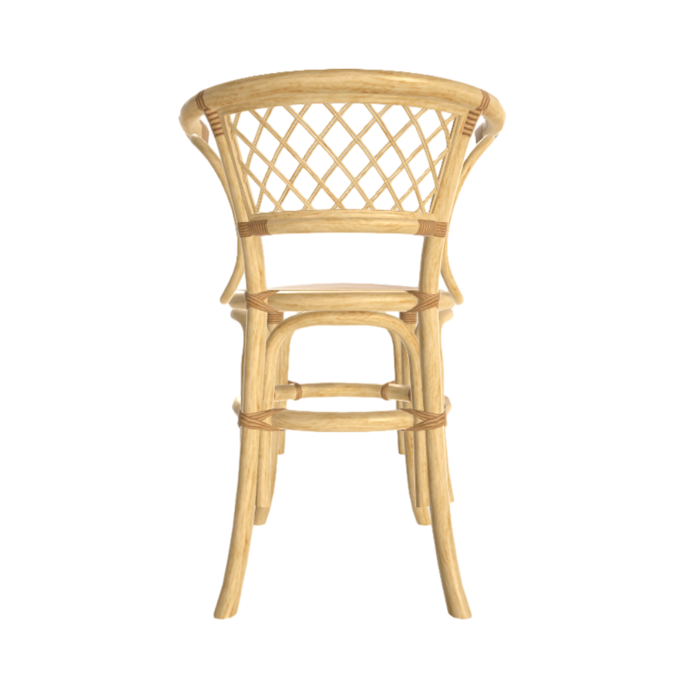 Bamboo Rattan Chair Backrest Chair 3D Model Bamboo Chair Log Color Simple Indonesian Style