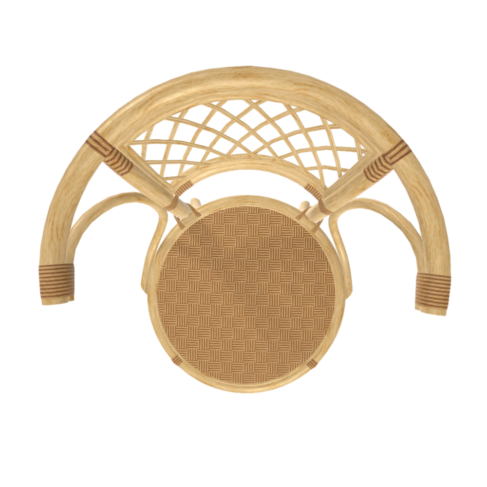 Bamboo Rattan Chair Backrest Chair 3D Model Bamboo Chair Log Color Simple Indonesian Style