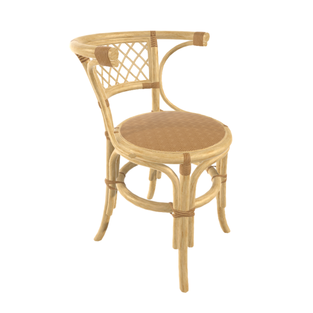 Bamboo Rattan Chair Backrest Chair 3D Model Bamboo Chair Log Color Simple Indonesian Style