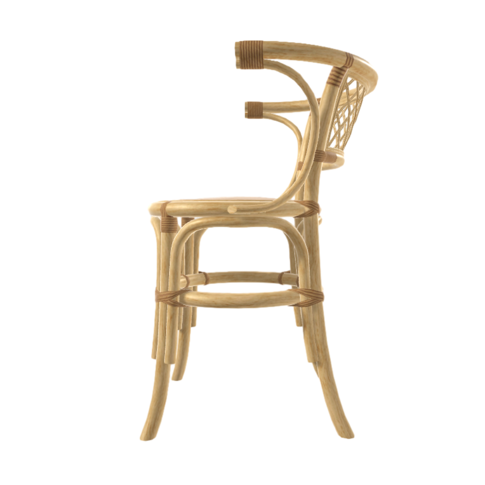 Bamboo Rattan Chair Backrest Chair 3D Model Bamboo Chair Log Color Simple Indonesian Style