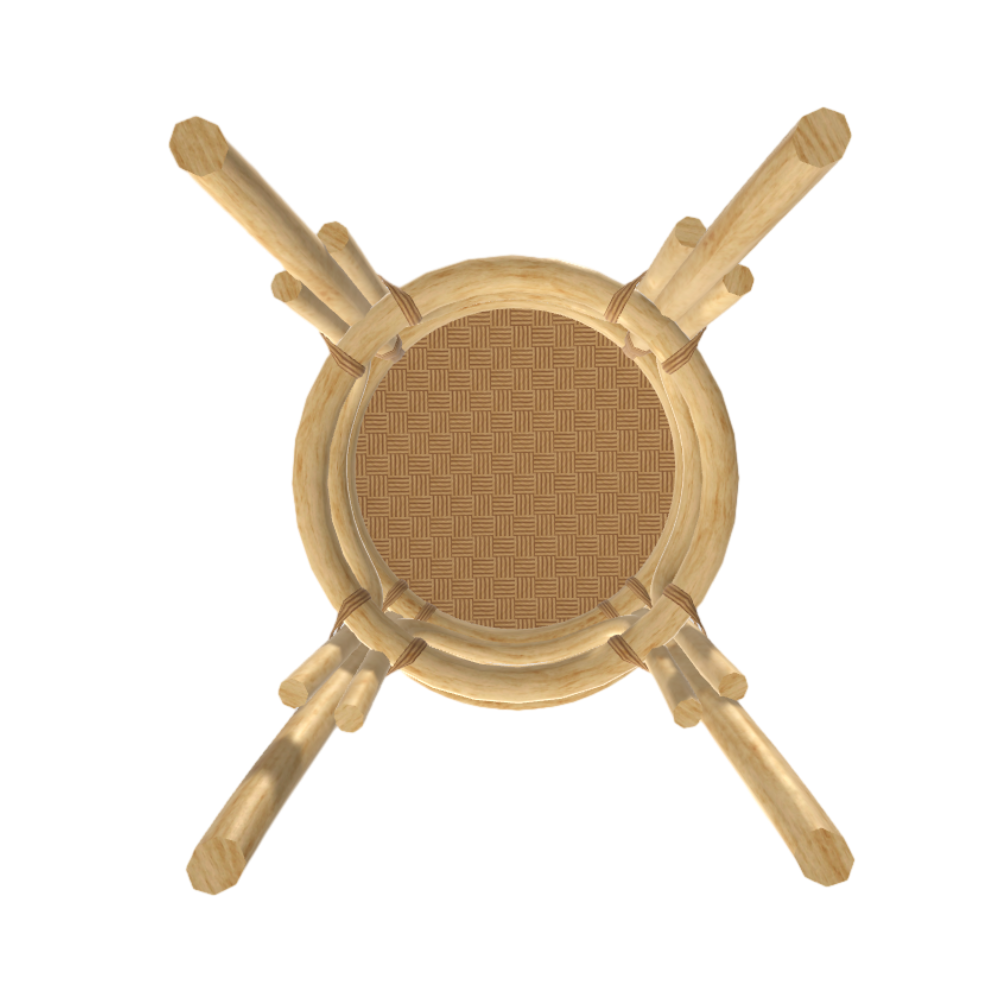 Bamboo Rattan Chair Backrest Chair 3D Model Bamboo Chair Log Color Simple Indonesian Style