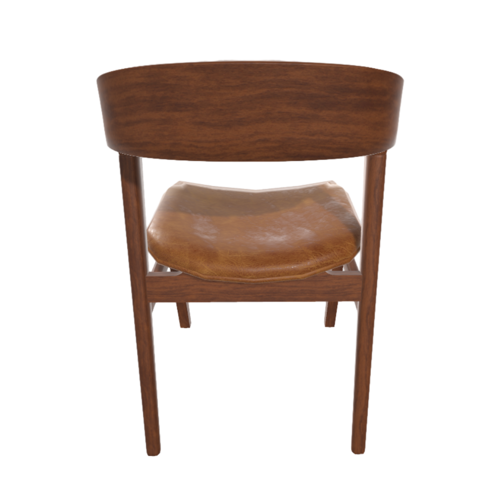 Solid Wood Corner Chair 3D Model Modern Simple Leather Backrest Dining Chair Desk Chair