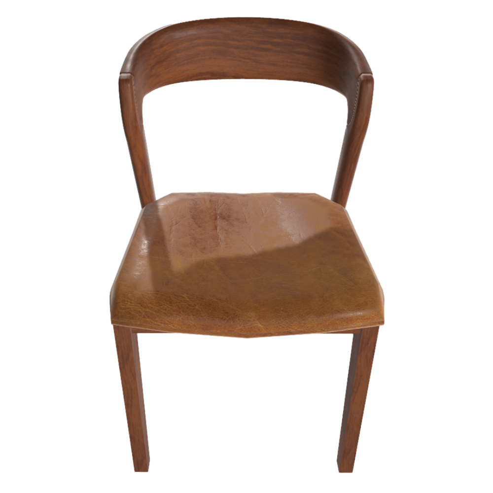 Solid Wood Corner Chair 3D Model Modern Simple Leather Backrest Dining Chair Desk Chair