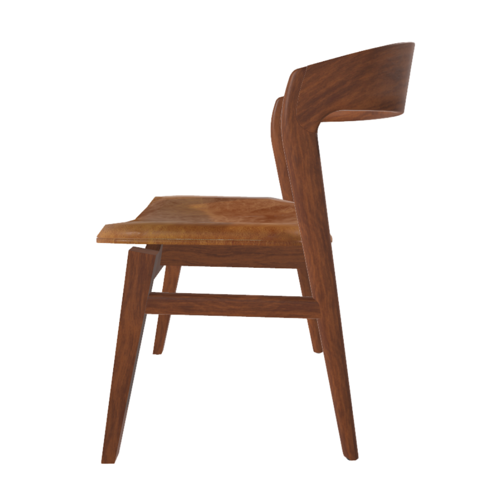 Solid Wood Corner Chair 3D Model Modern Simple Leather Backrest Dining Chair Desk Chair