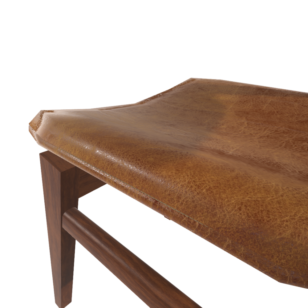 Solid Wood Corner Chair 3D Model Modern Simple Leather Backrest Dining Chair Desk Chair