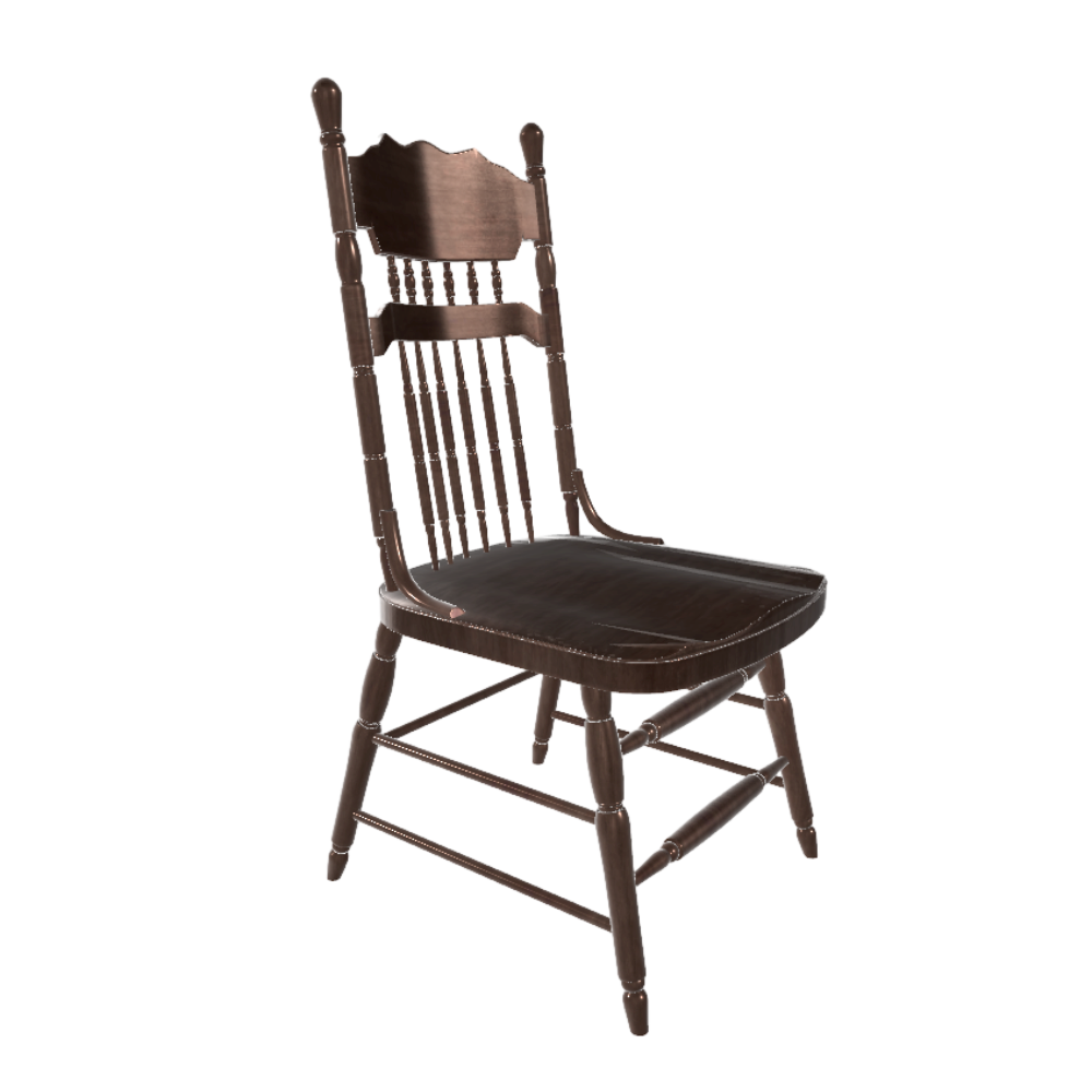 Gothic Style Solid Wood Backrest Chair Single Chair 3D Model AR Furniture