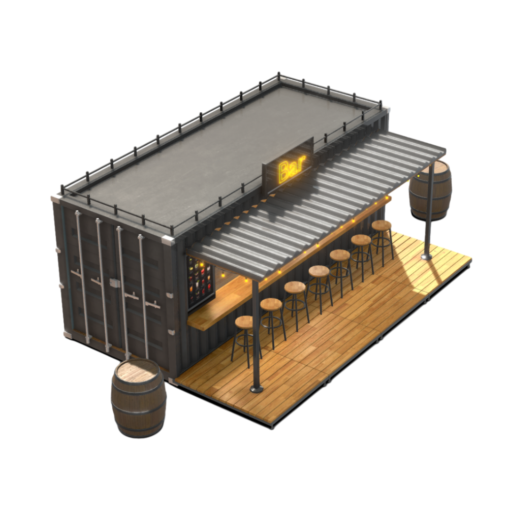 Creative Container Bar 3D Model Shipping Container Bar Coffee Bar Simple AR Architecture