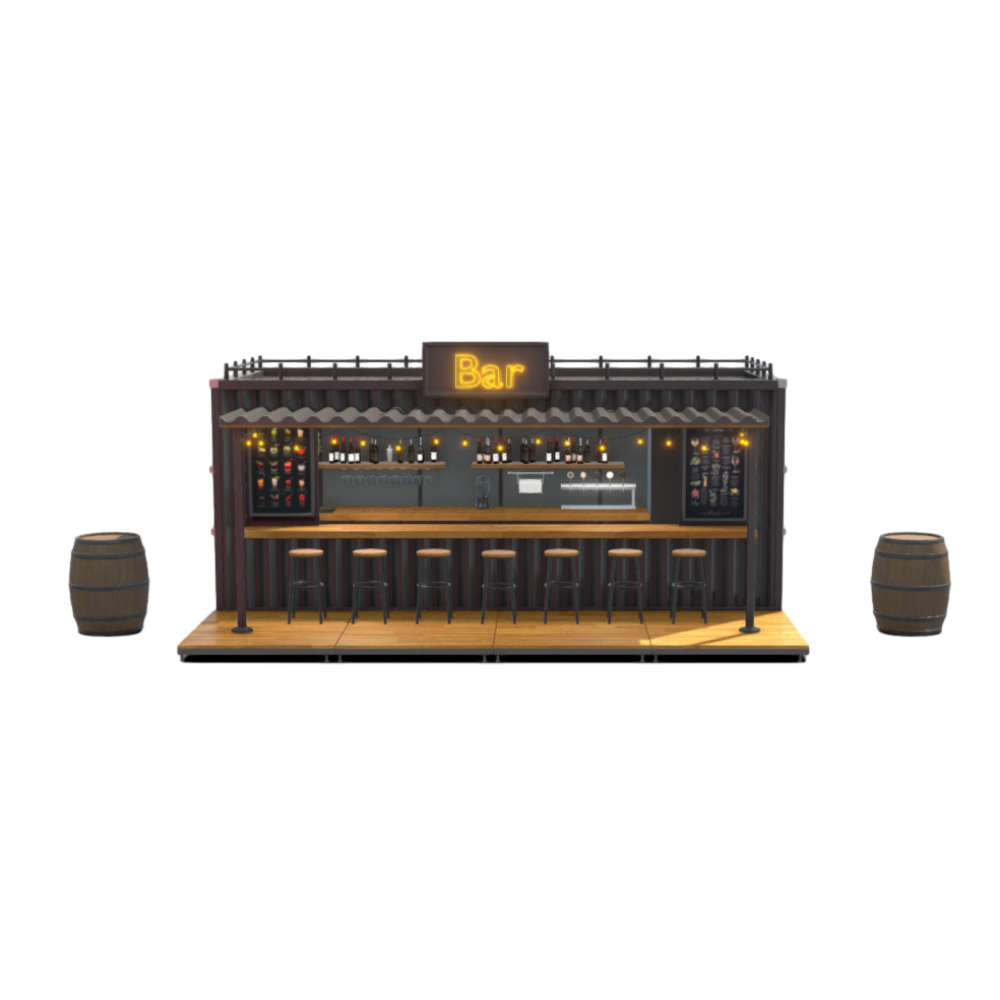 Creative Container Bar 3D Model Shipping Container Bar Coffee Bar Simple AR Architecture