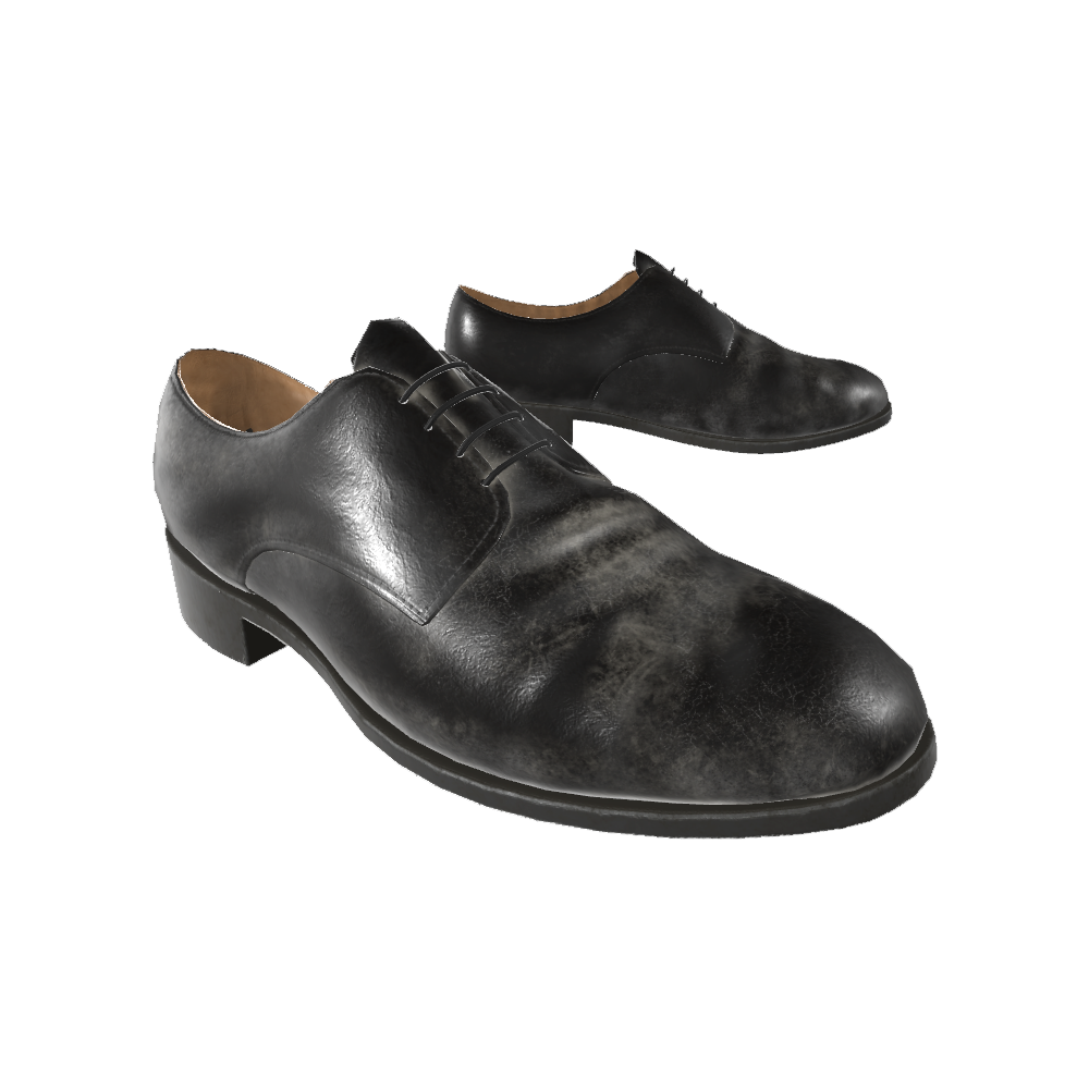 Old Leather Shoes Lace-up Casual Shoes Retro Shoes 3D Model AR Shoes British Big Head Shoes