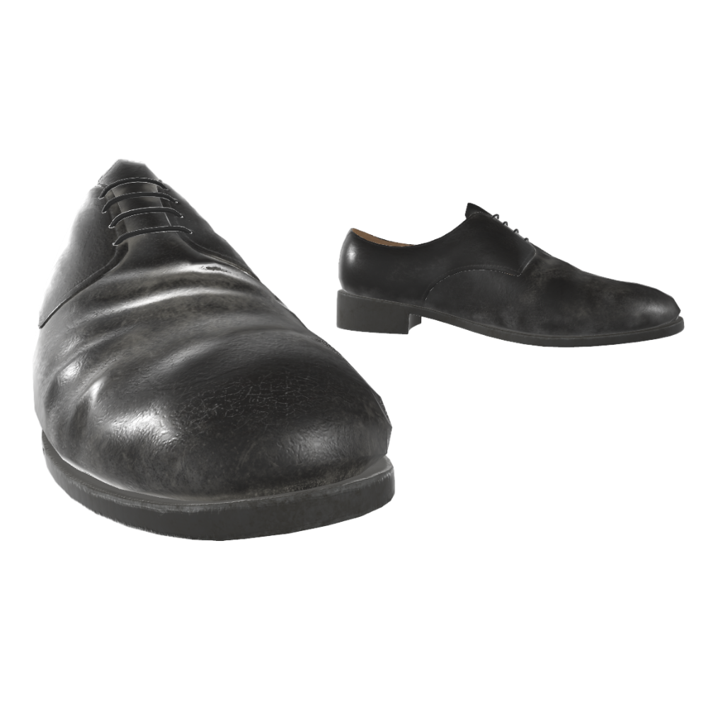 Old Leather Shoes Lace-up Casual Shoes Retro Shoes 3D Model AR Shoes British Big Head Shoes