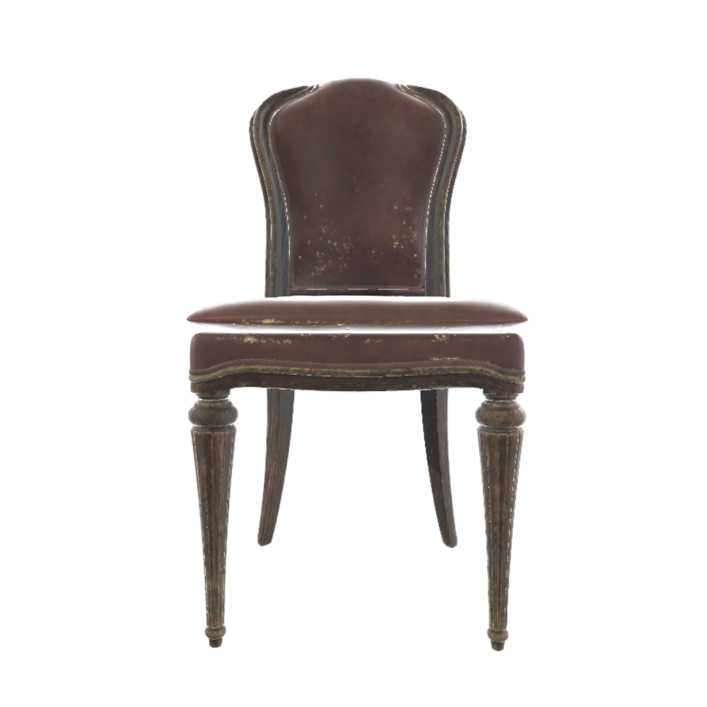 European Style Retro Dining Chair 3D Model Backrest Chair Solid Wood Chair Soft Cushion Chair AR Furniture Gothic Style