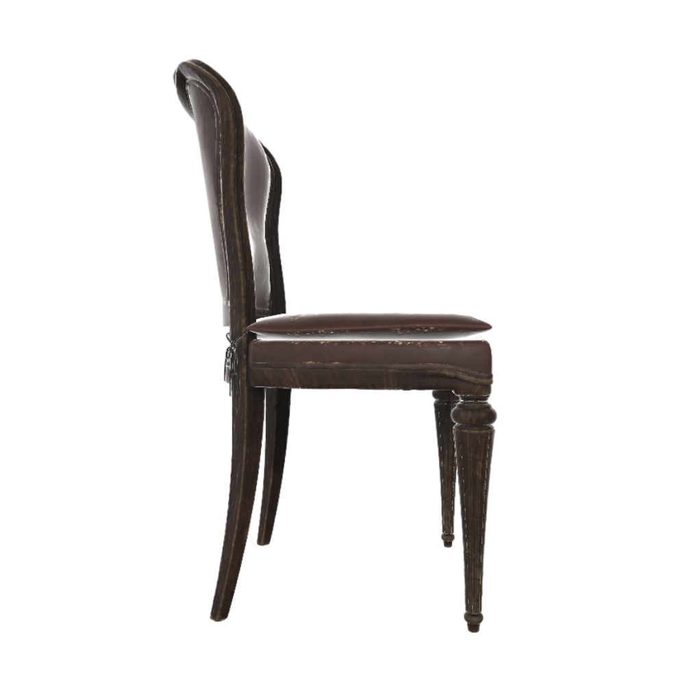 European Style Retro Dining Chair 3D Model Backrest Chair Solid Wood Chair Soft Cushion Chair AR Furniture Gothic Style