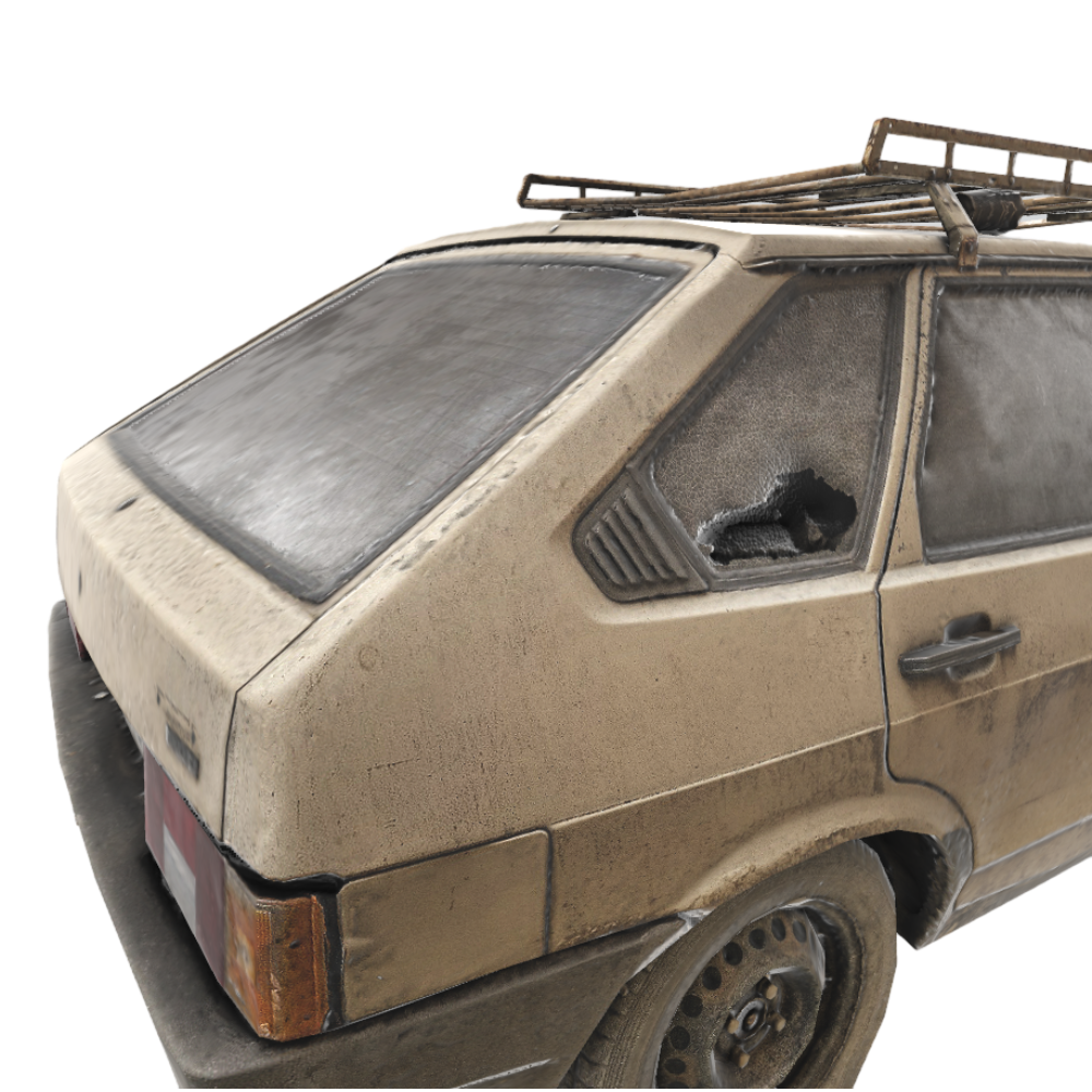 Waste car 3D model AR car 3D scan