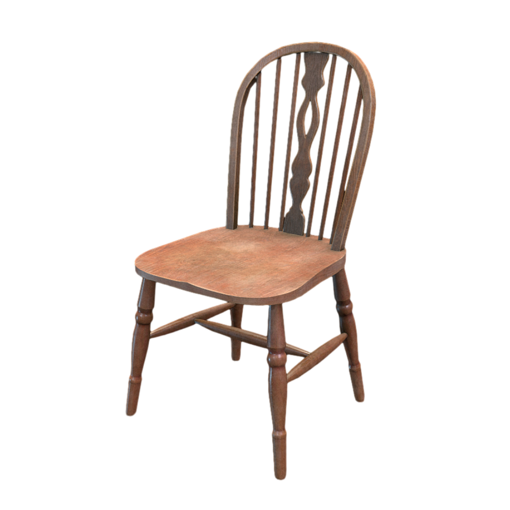 American Retro Solid Wood Chair 3D Model Restaurant Antique Chair AR