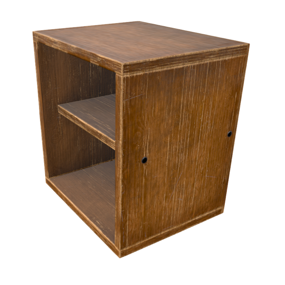 Solid Wood Small Bookcase Storage Pair Cabinet Pine Cabinet Bedside Table 3D