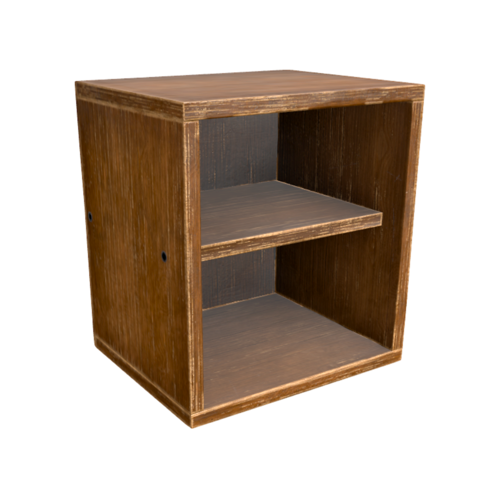 Solid Wood Small Bookcase Storage Pair Cabinet Pine Cabinet Bedside Table 3D