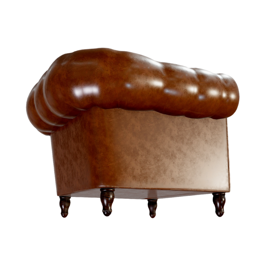 American Brown High-end Leather Sofa 3D Retro Armrest Leather Sofa AR Model AR Furniture