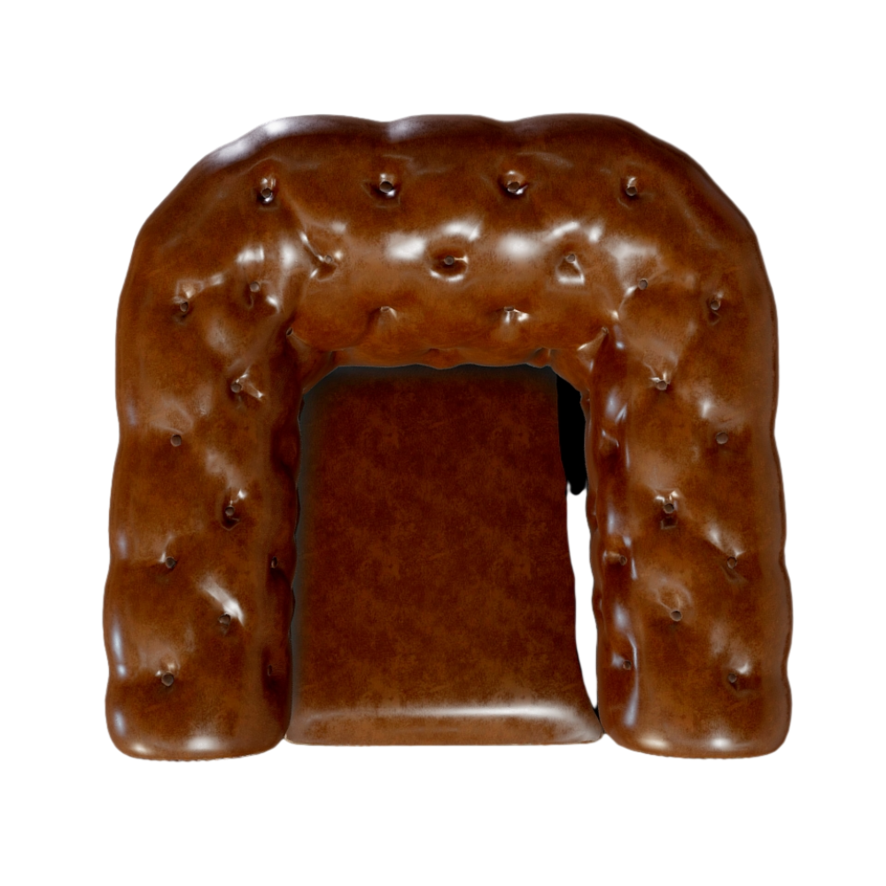 American Brown High-end Leather Sofa 3D Retro Armrest Leather Sofa AR Model AR Furniture