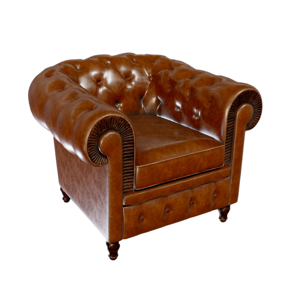 American Brown High-end Leather Sofa 3D Retro Armrest Leather Sofa AR Model AR Furniture
