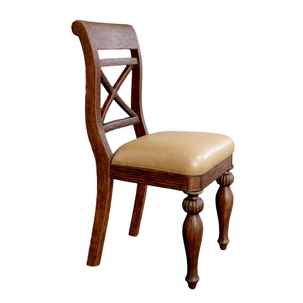 Vintage Wooden Chair Backrest Chair Soft Bag Seat Dining Chair 3D