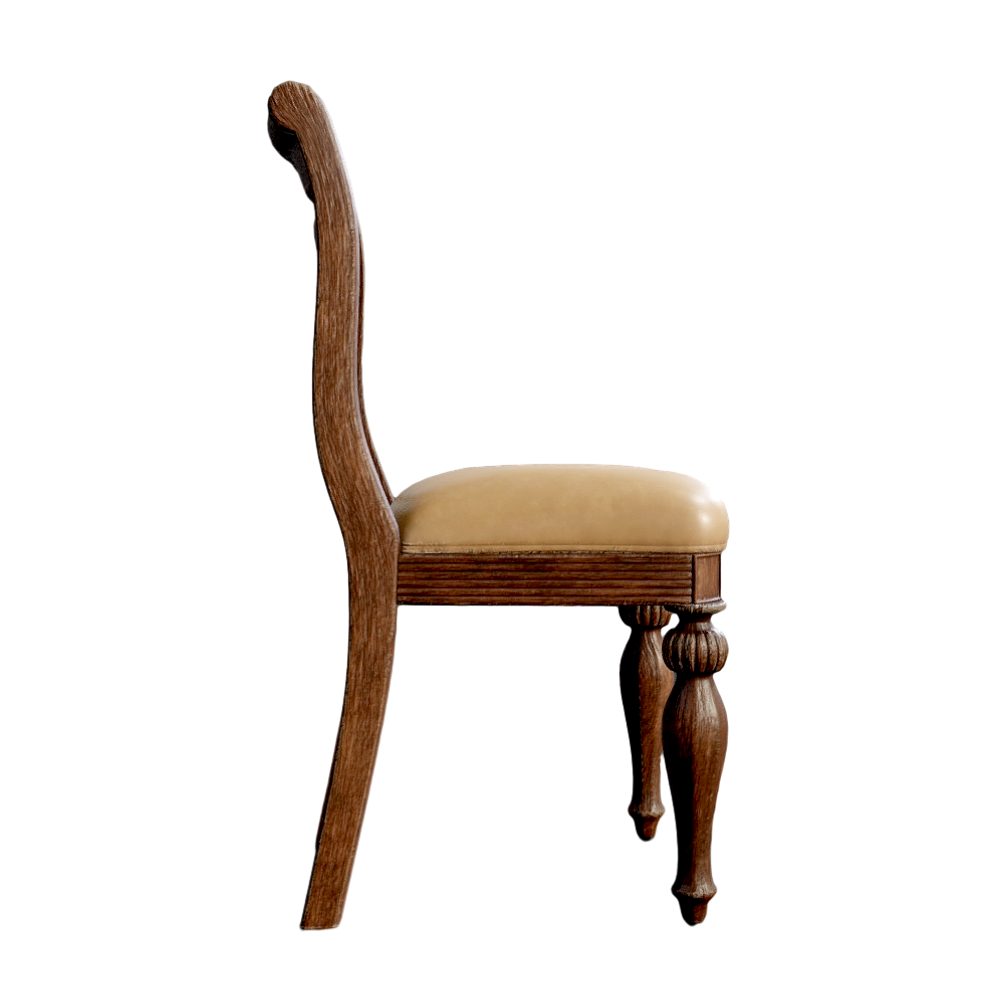 Vintage Wooden Chair Backrest Chair Soft Bag Seat Dining Chair 3D