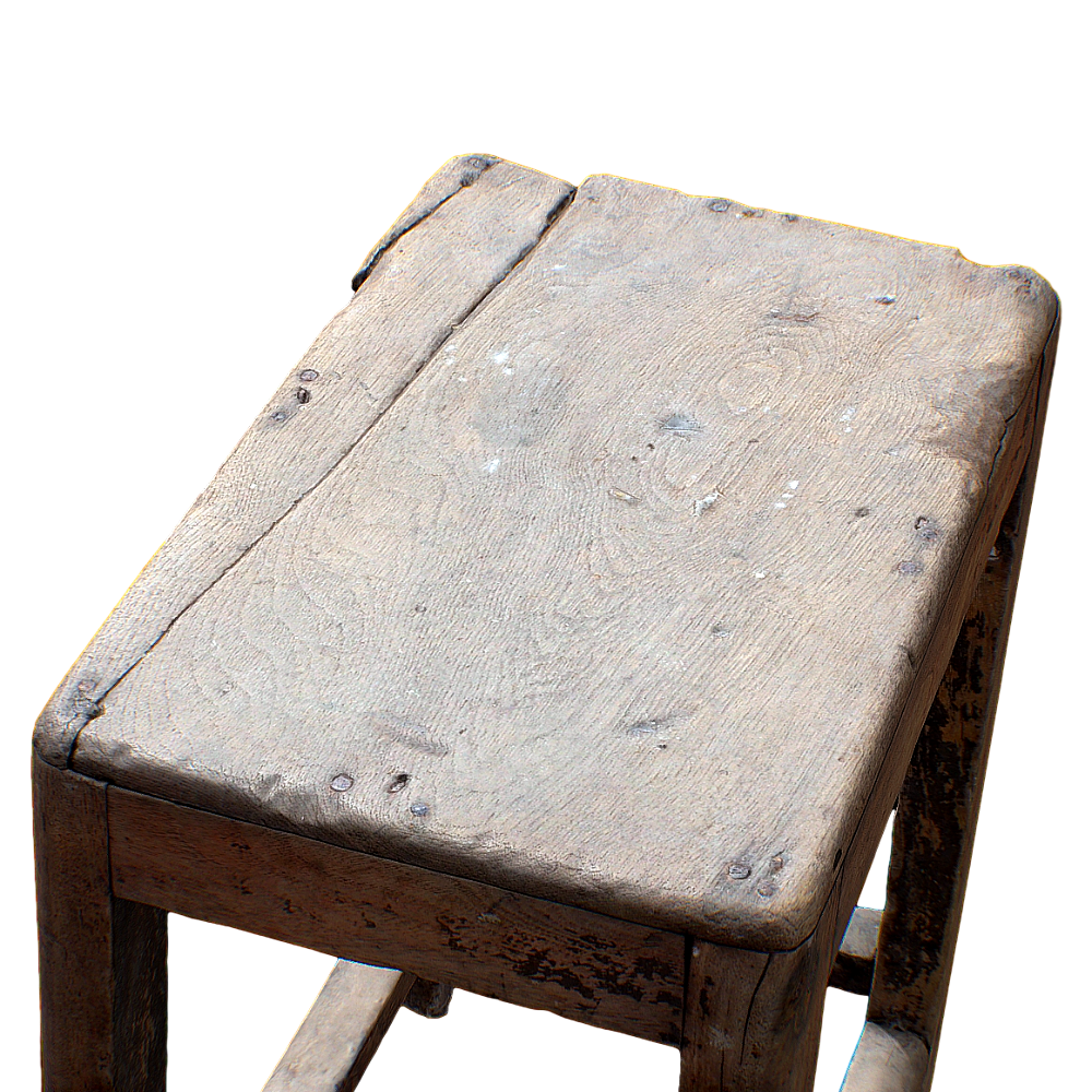 A distressed wooden chair 3D model solid wood stool