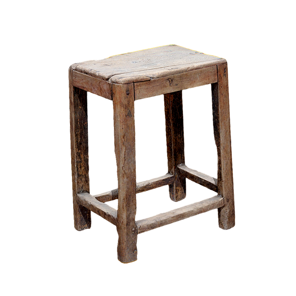A distressed wooden chair 3D model solid wood stool