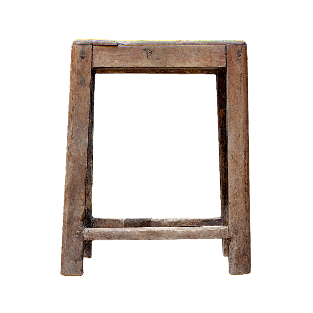 A distressed wooden chair 3D model solid wood stool