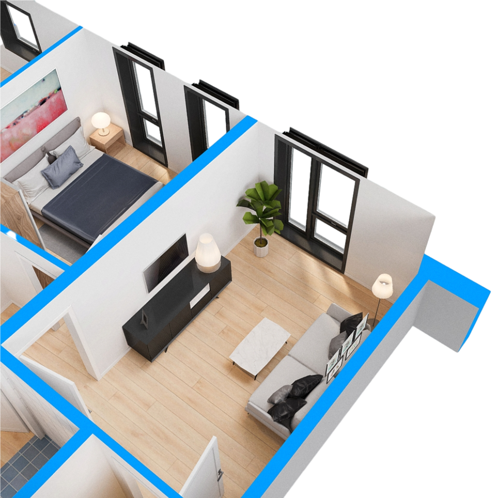 3D Aerial View of Apartment