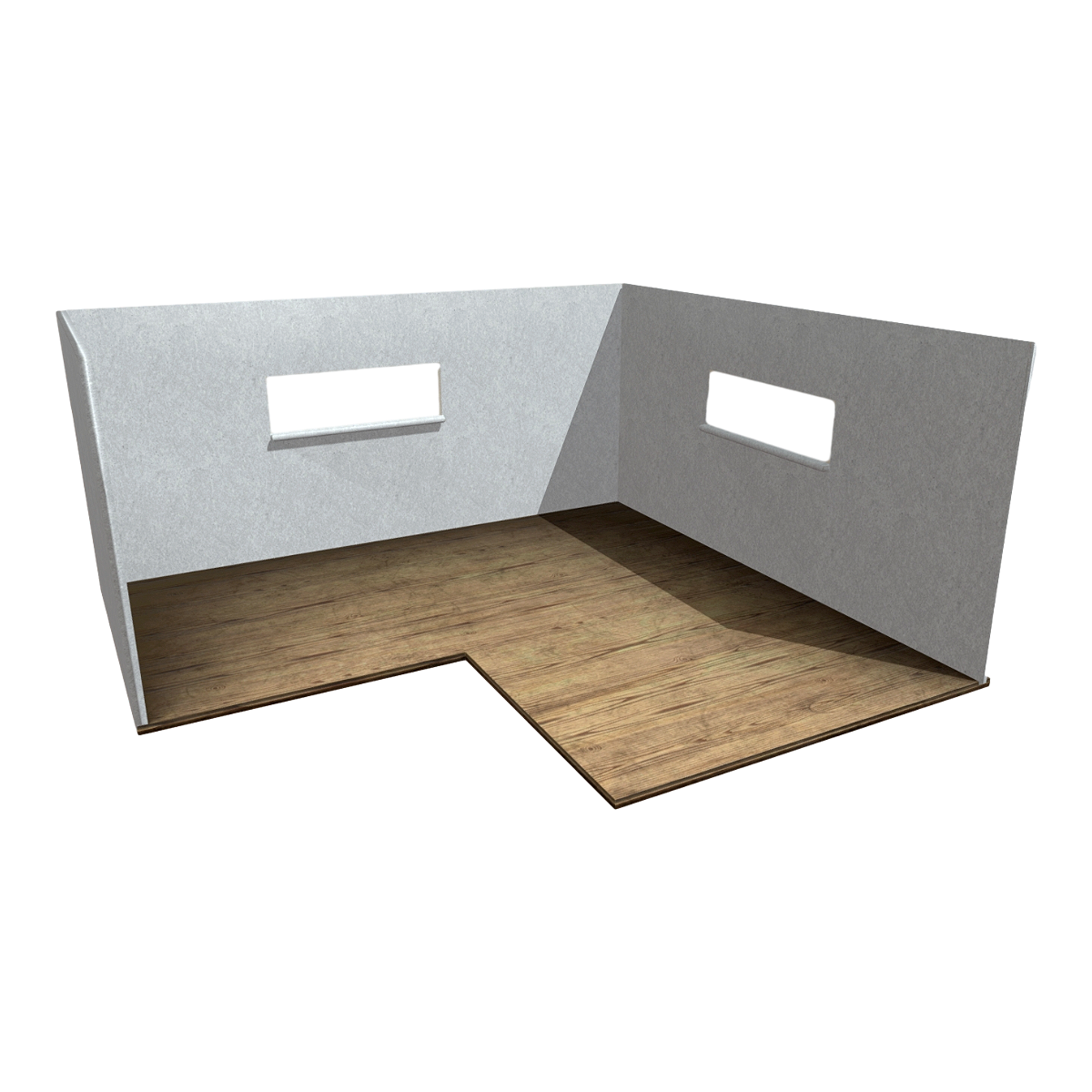 Room shell with two windows