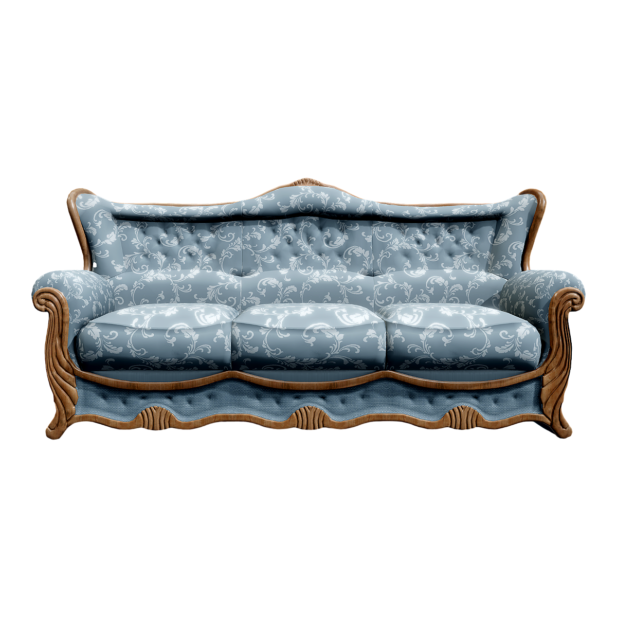 European-style Fabric Sofa Living Room U-shaped Retro American-style Solid Wood Carved Three-person Sofa