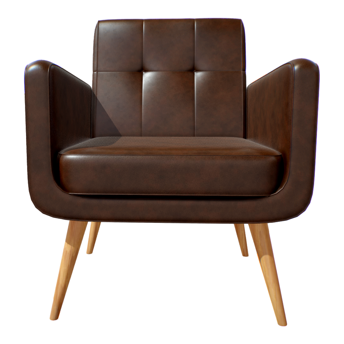 Dark Brown Simple Single Leather Sofa Chair
