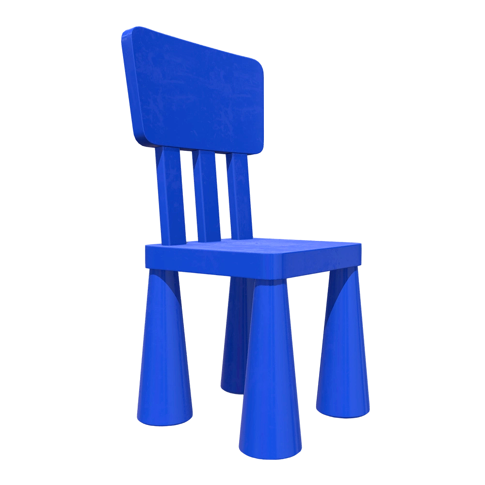 Blue children's chair solid wood small bench