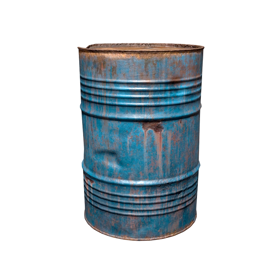 blue rusty metal oil drum