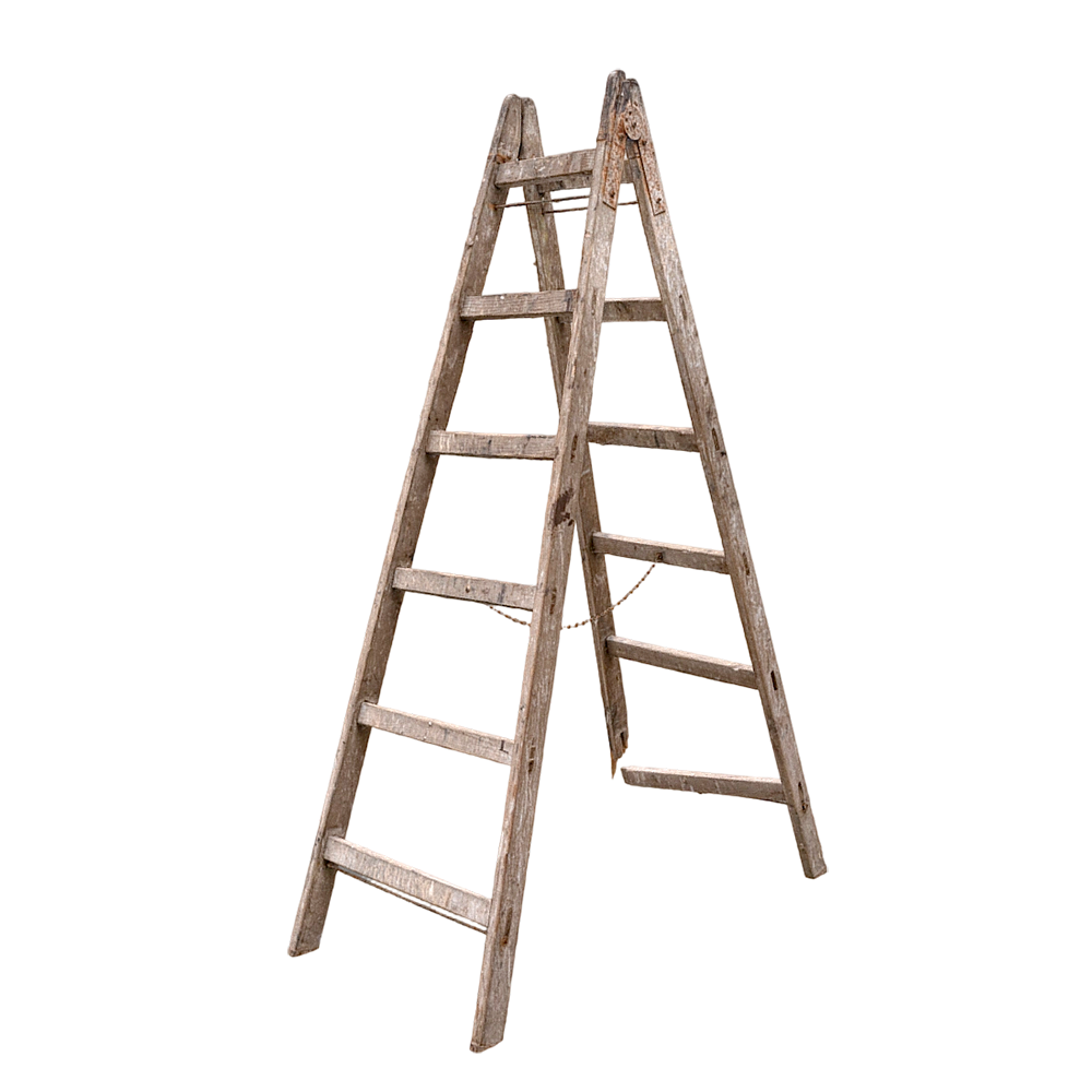 Old-fashioned wooden herringbone ladder