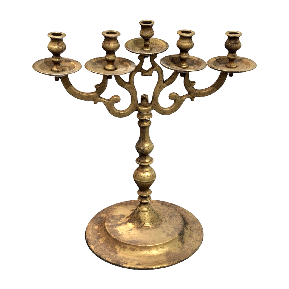 Five-arm metal candle holder