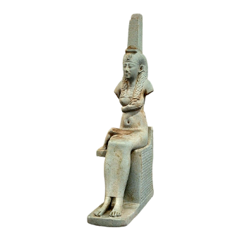 Statue of ancient Egyptian goddess Isis nursing Horus