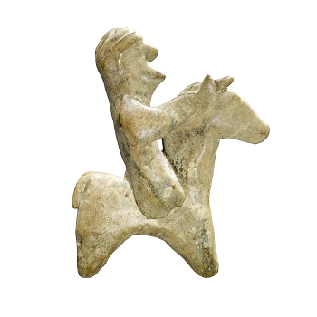Pottery statue of horse and rider in ancient Cyprus