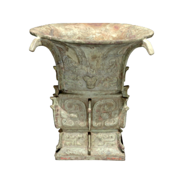 Ancient Chinese bronze square statue