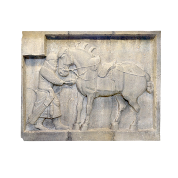 One of the stone reliefs of six horses in Zhaoling "Sa Lu Zi"