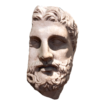 Marble statue of the head of a man with long beard