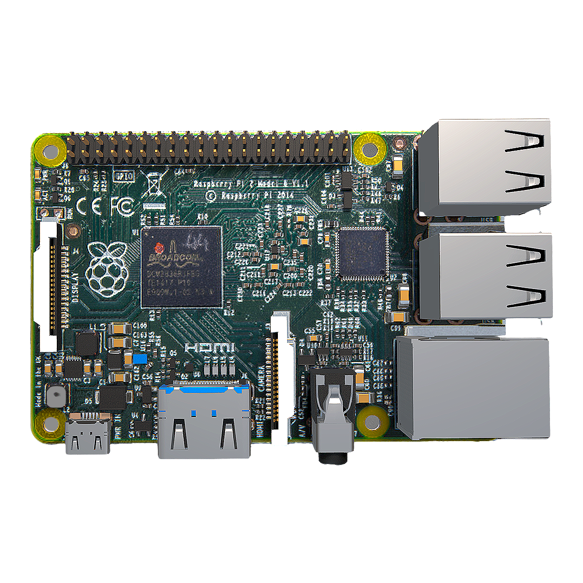 Raspberry Pi B+type computer motherboard