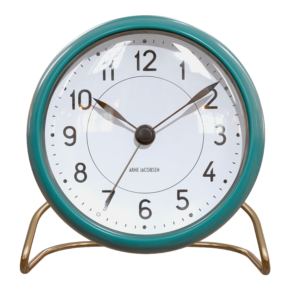 Simple retro lake green metal circular desktop alarm clock