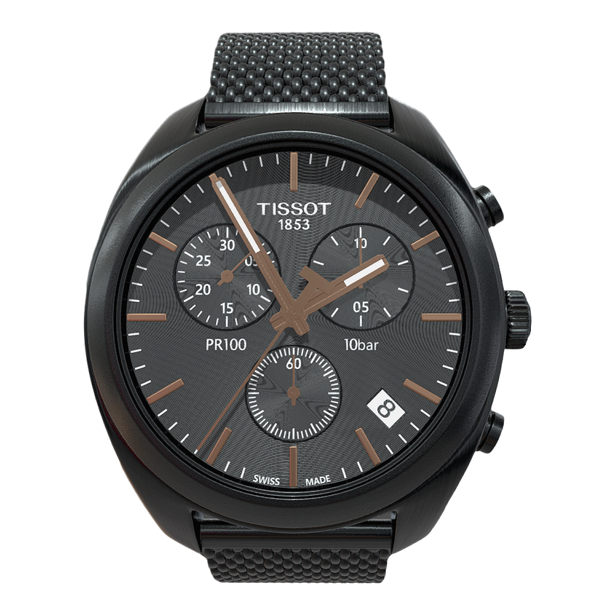 Tissot PR100 series steel strip quartz men's watch (black)