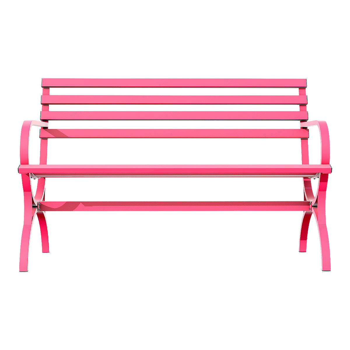 Minimalist pink outdoor park courtyard bench, wrought iron backrest chair