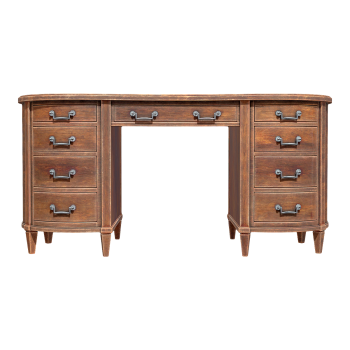 Retro European solid wood oval curved office desk with drawers